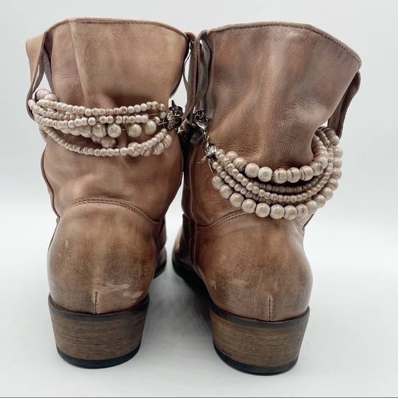 Anthropologie slouch ankle boots, distressed leather & beaded ankle bracelets - Picture 2 of 9